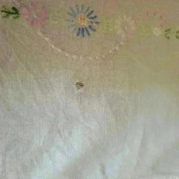 Vintage- Hand Embroidered Table Scarf 38" x 38" - Picture 6 of 6